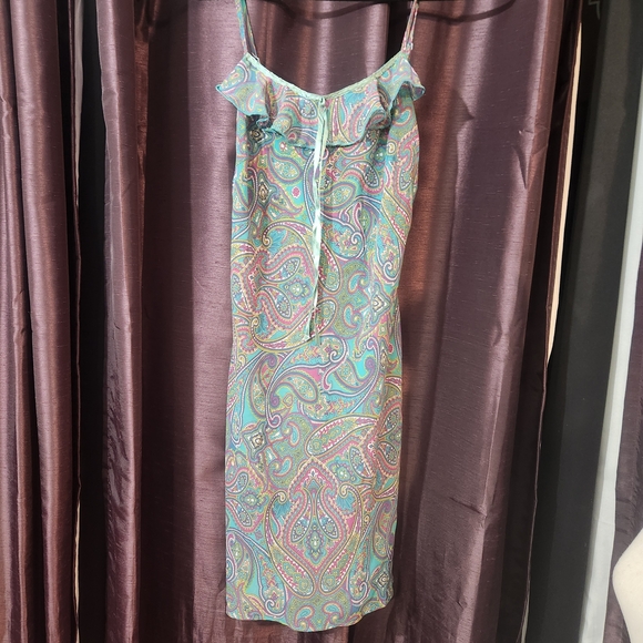 Pink Label Victoria's Secret Teal Paisley Chemise Slip Lingerie Dress Sm - Picture 5 of 15